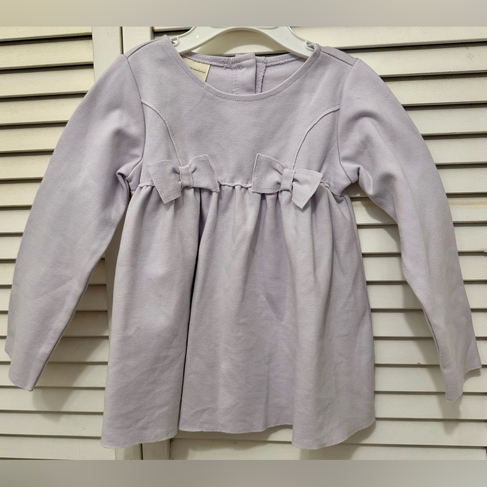 Baby Girls Lavender Long Sleeve Tunic/Dress With Bows Size 24 Months